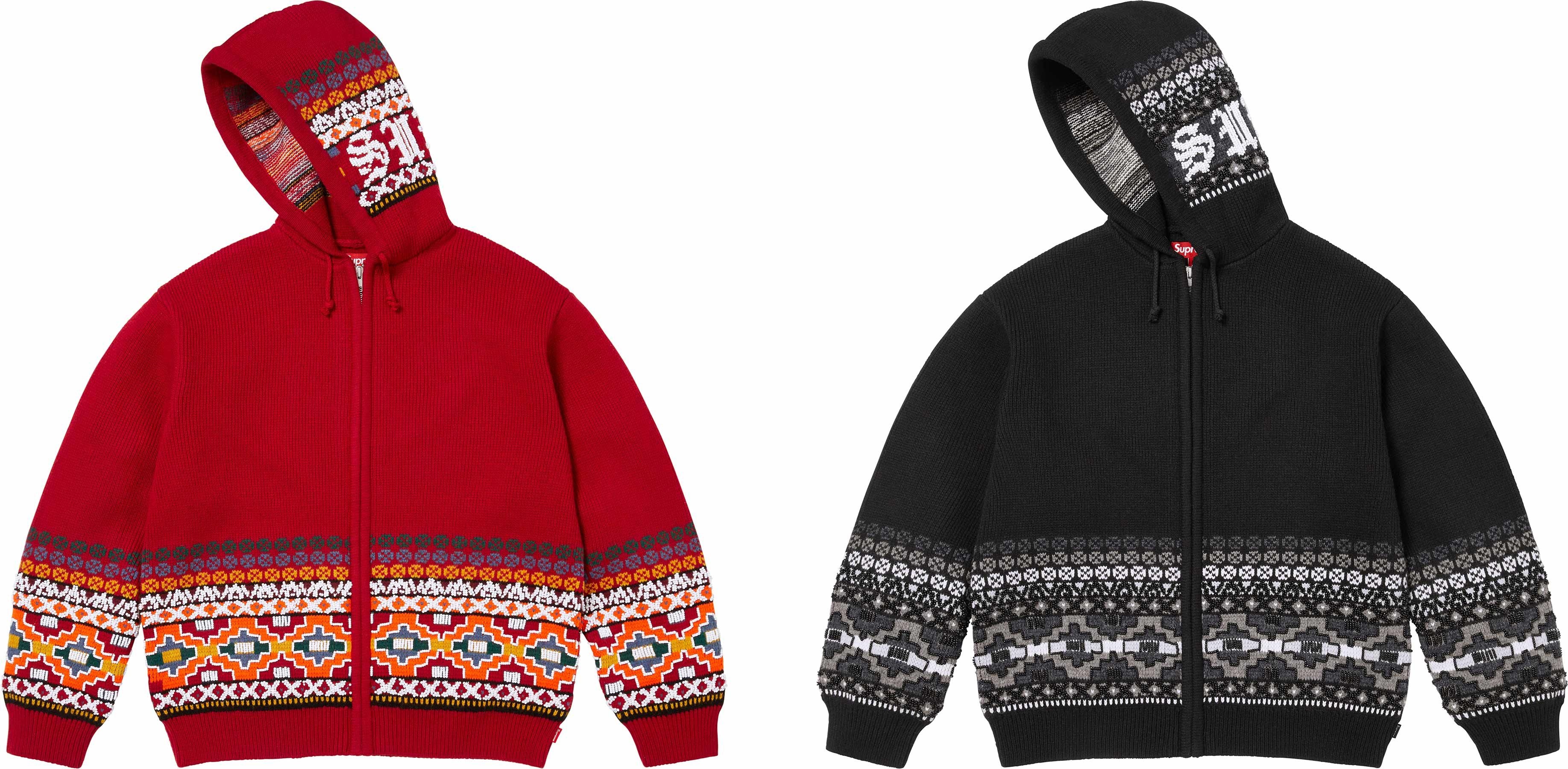 Beaded Zip Up Hooded Sweater
